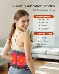 Purella cordless heating massage pad with vibration modes for a relaxing massage.