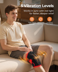 Purella knee wrap with vibration massage for muscle comfort