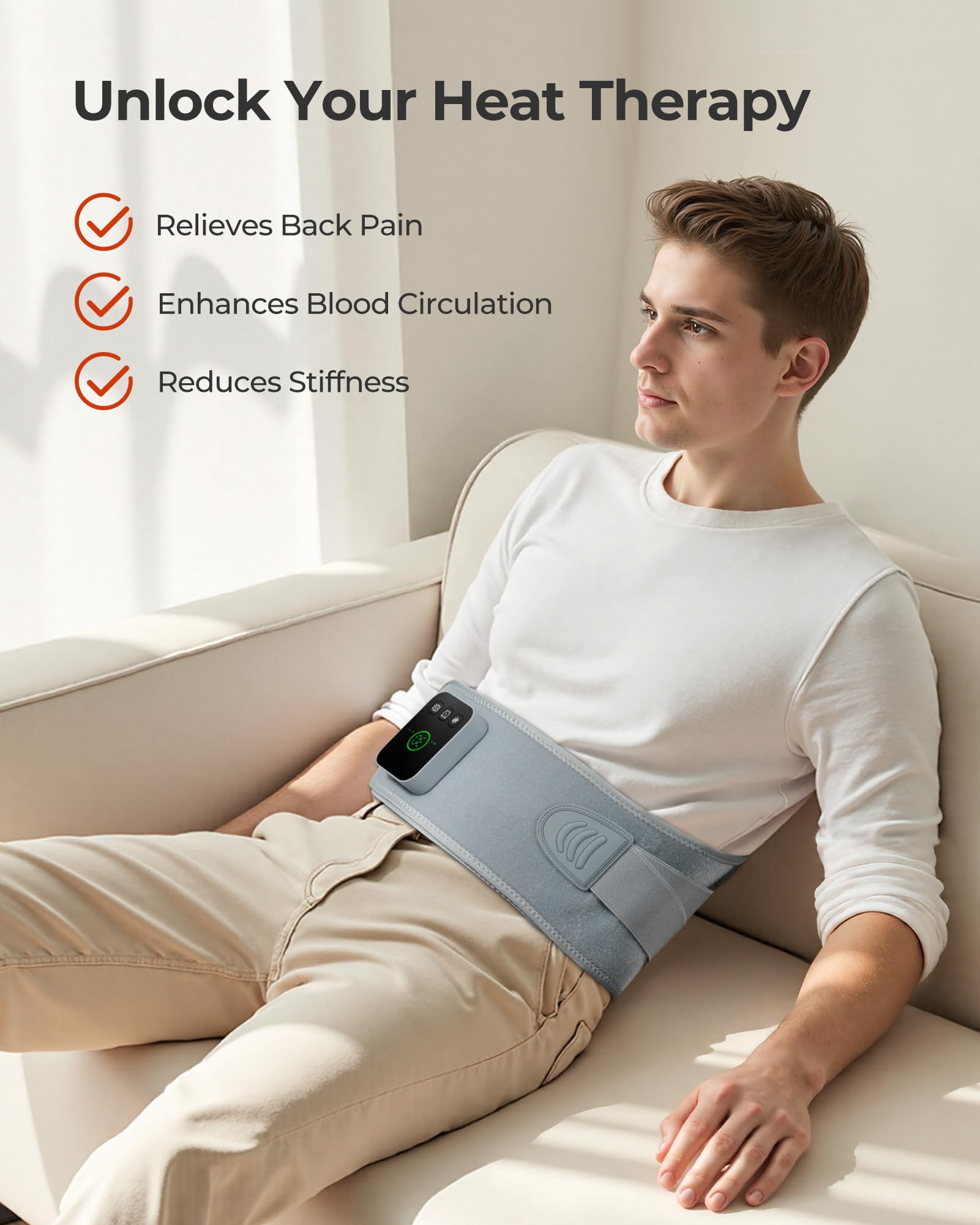 Purella massage mode close-up highlights vibration options for relaxation.