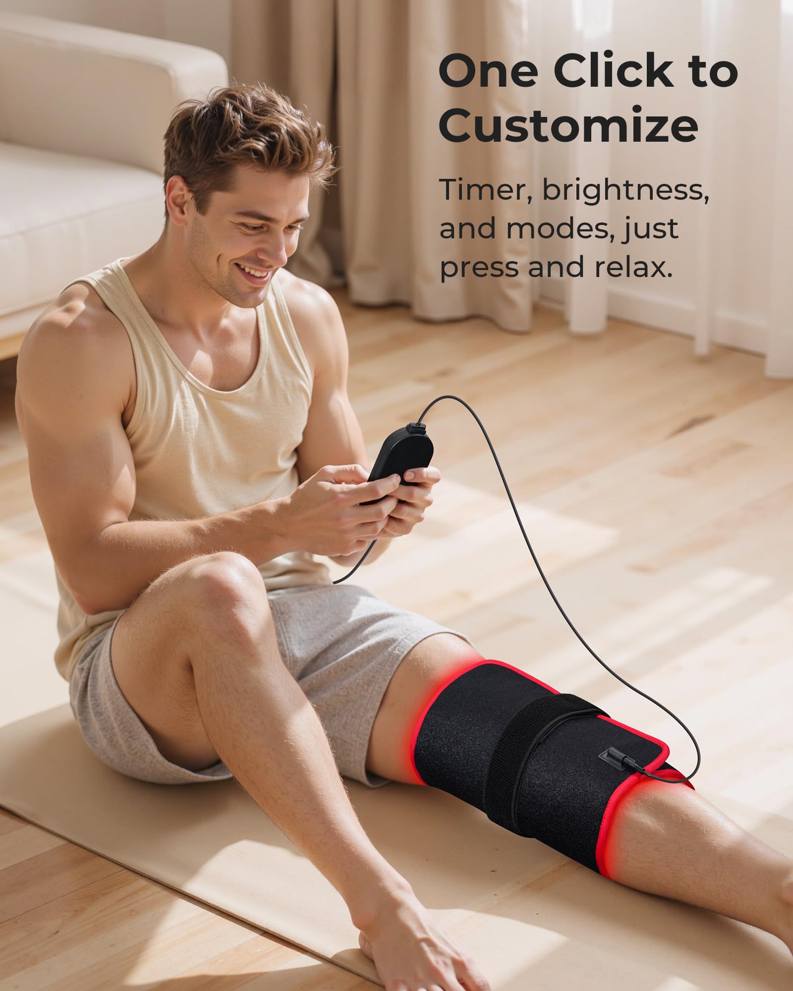 Purella Red Light Therapy Mat features an extension strap for flexible positioning.