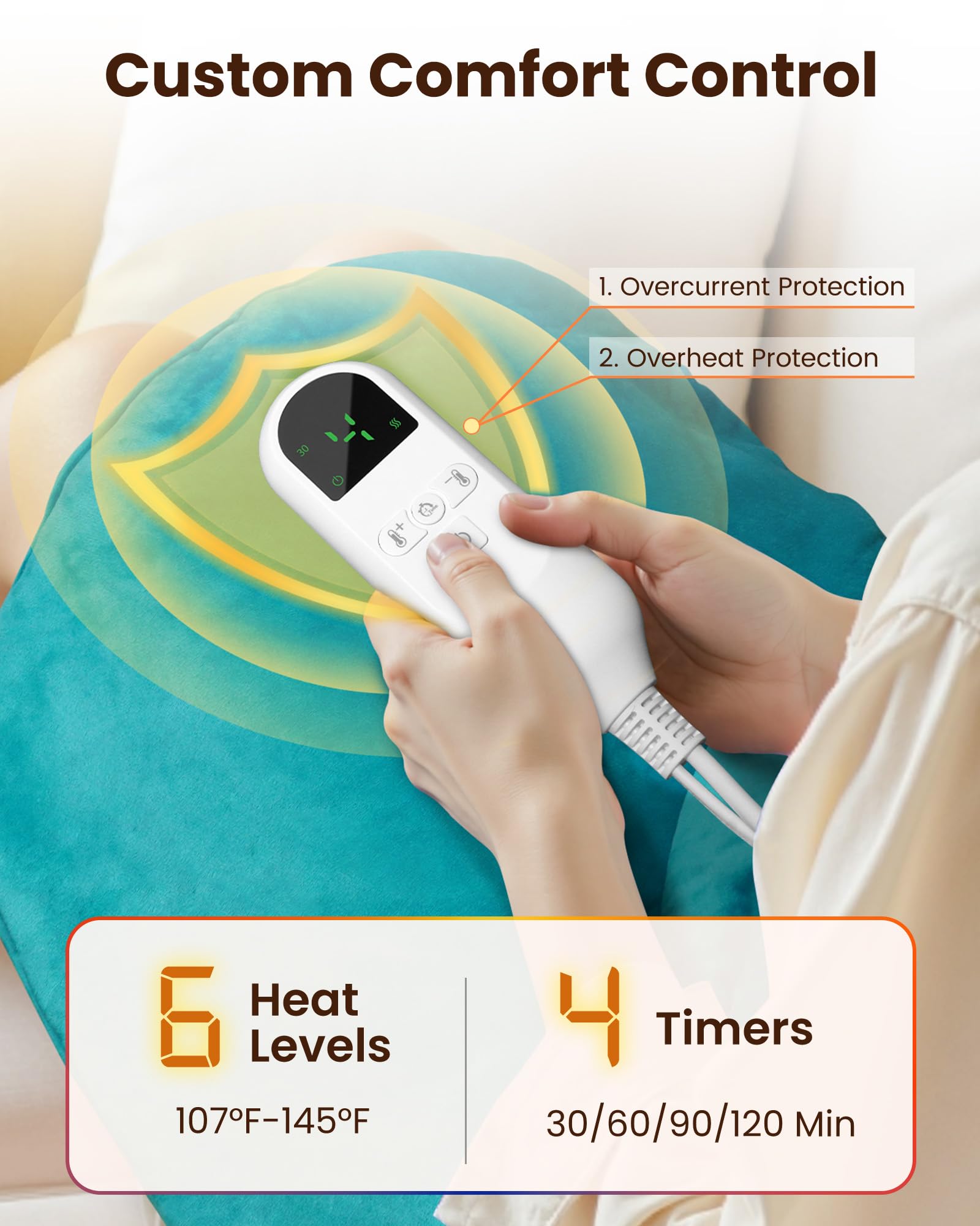 Purella pad includes four timers for flexible relaxation sessions.