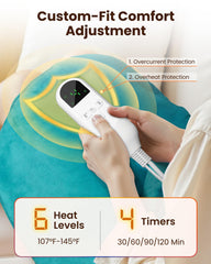 Purella heating pad cover close-up showing machine-washable fabric.