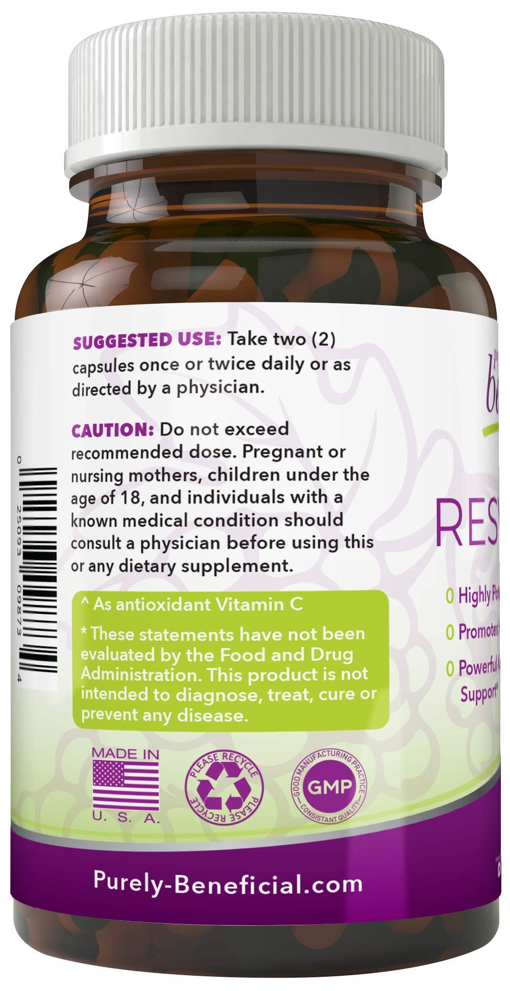 PURELY beneficial RESVERATROL1450 cápsulas fáciles de tragar