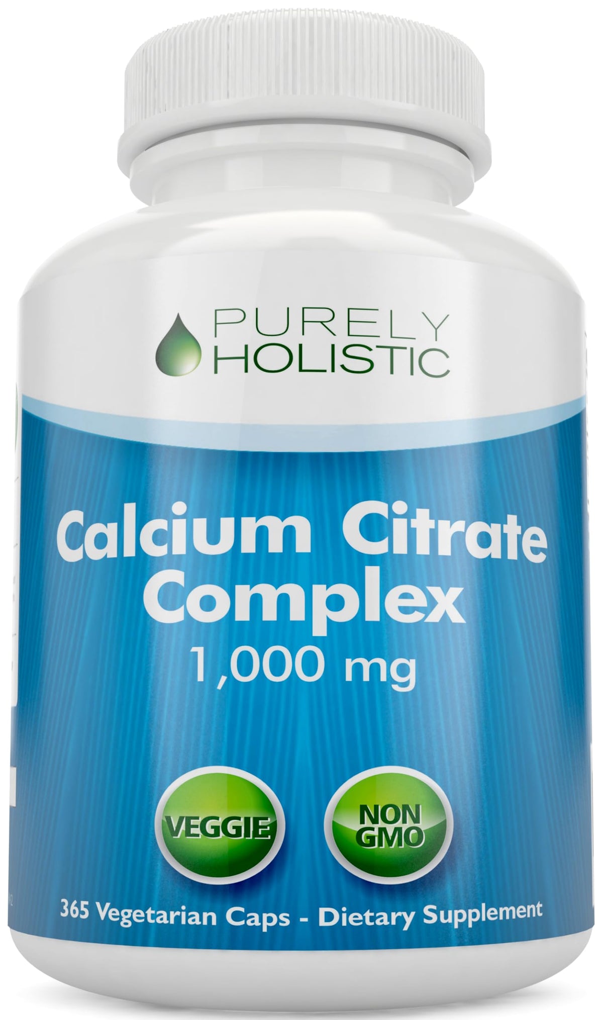 Purely Holistic calcium citrate bottle offers trusted daily calcium support.