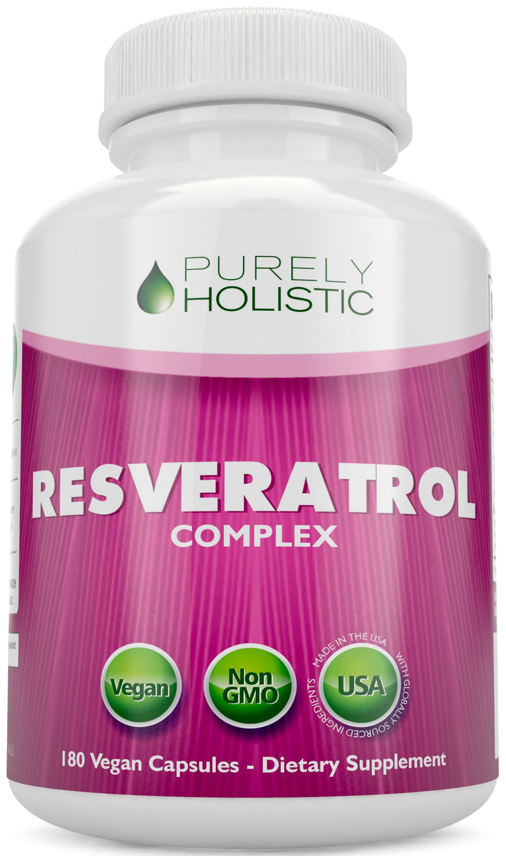 Purely Holistic Resveratrol bottle front for daily antioxidant support.