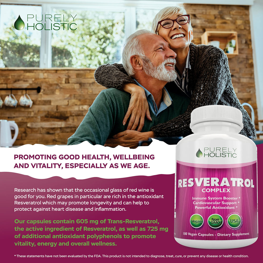 Purely Holistic Resveratrol bottle in use suggesting everyday wellness routine.