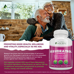 Purely Holistic Resveratrol bottle in use suggesting everyday wellness routine.