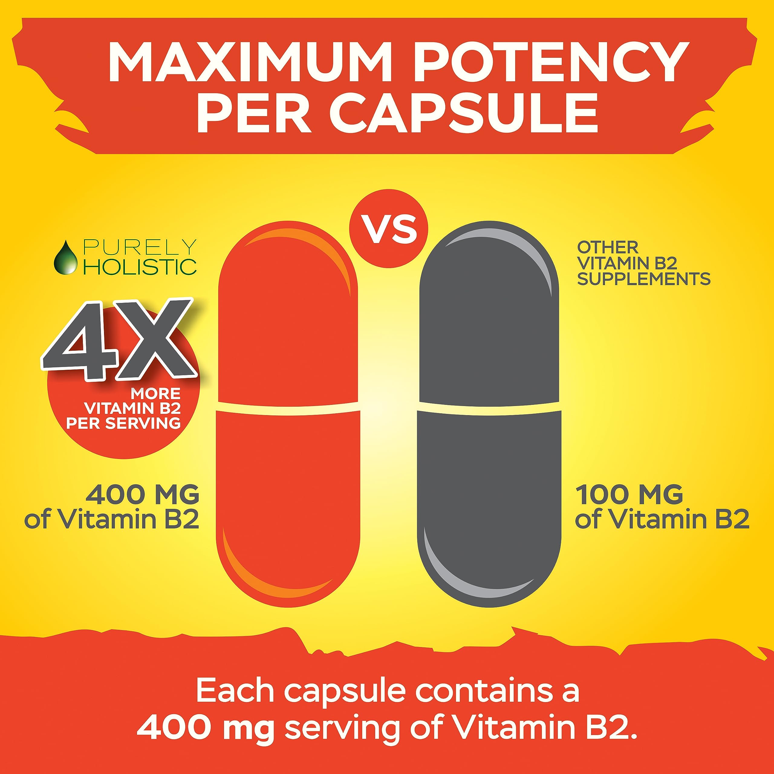 Purely Holistic Vitamin B2 non-GMO label emphasizing purity and safe ingredients