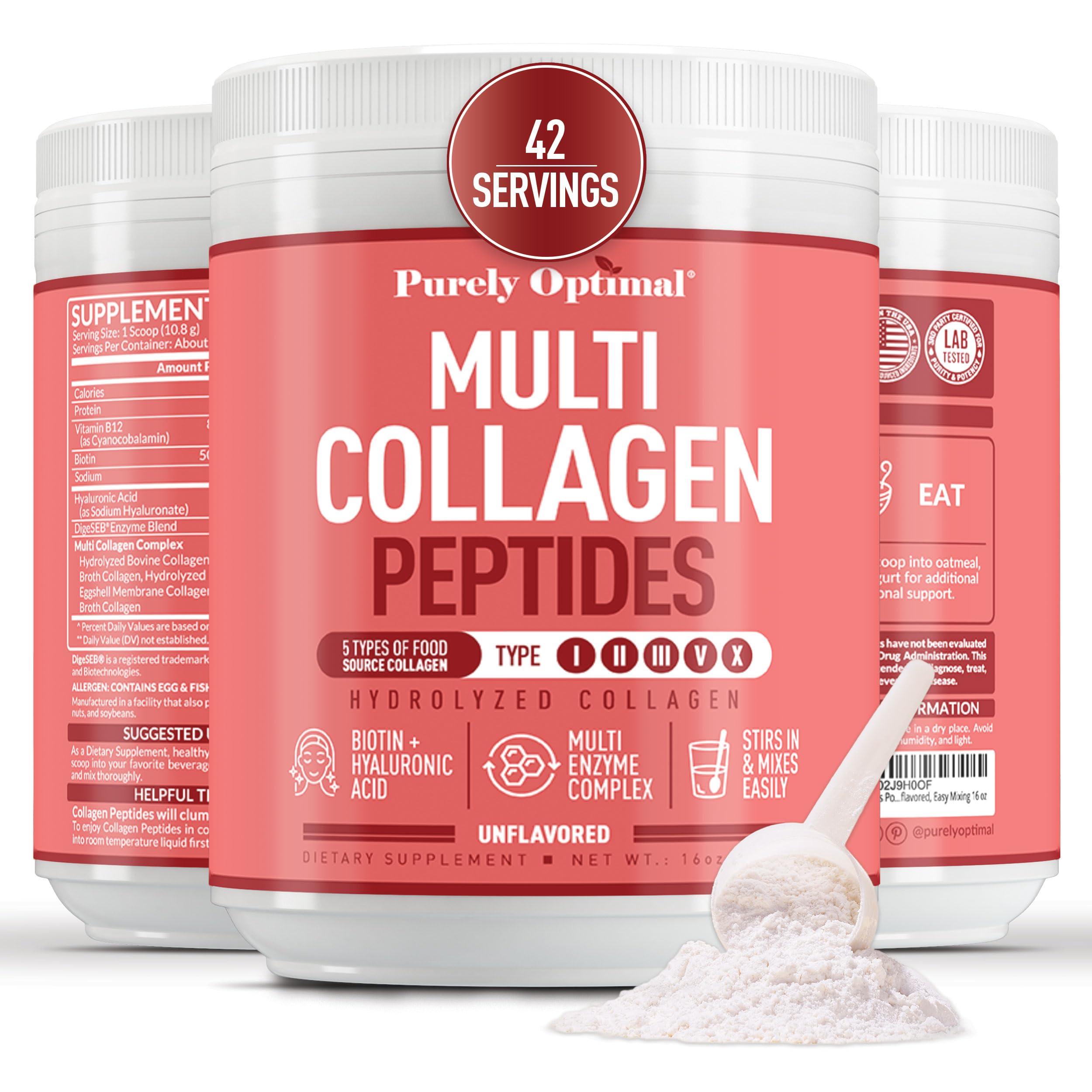 Purely Optimal collagen bottle on kitchen counter supports daily beauty routine.