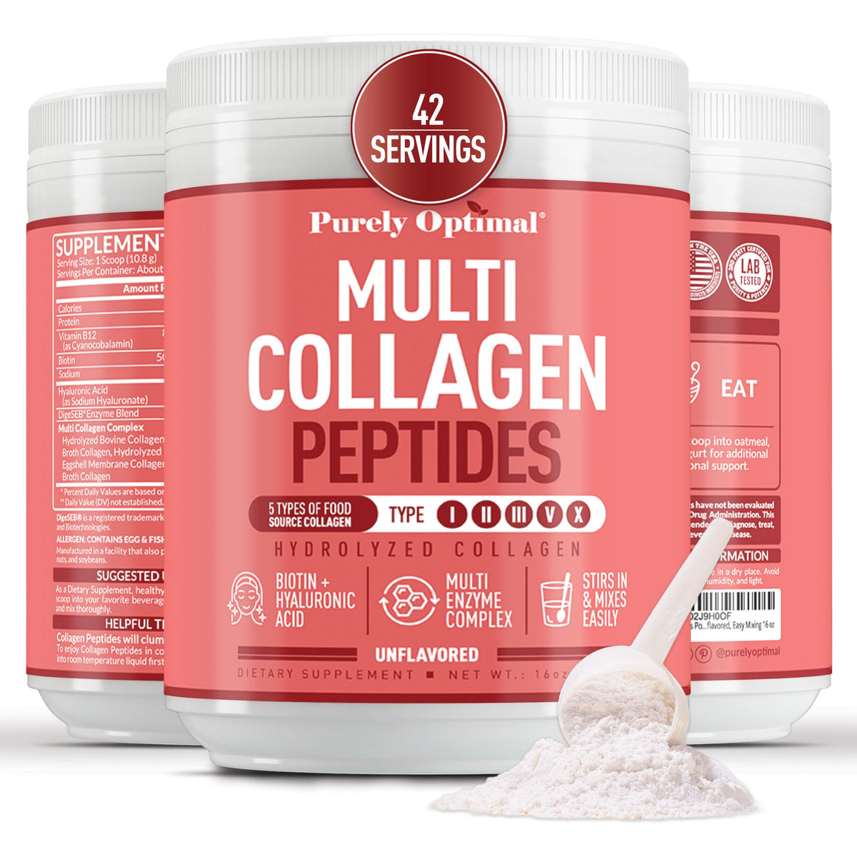 Purely Optimal collagen bottle on kitchen counter supports daily beauty routine.