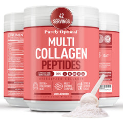 Purely Optimal collagen bottle on kitchen counter supports daily beauty routine.
