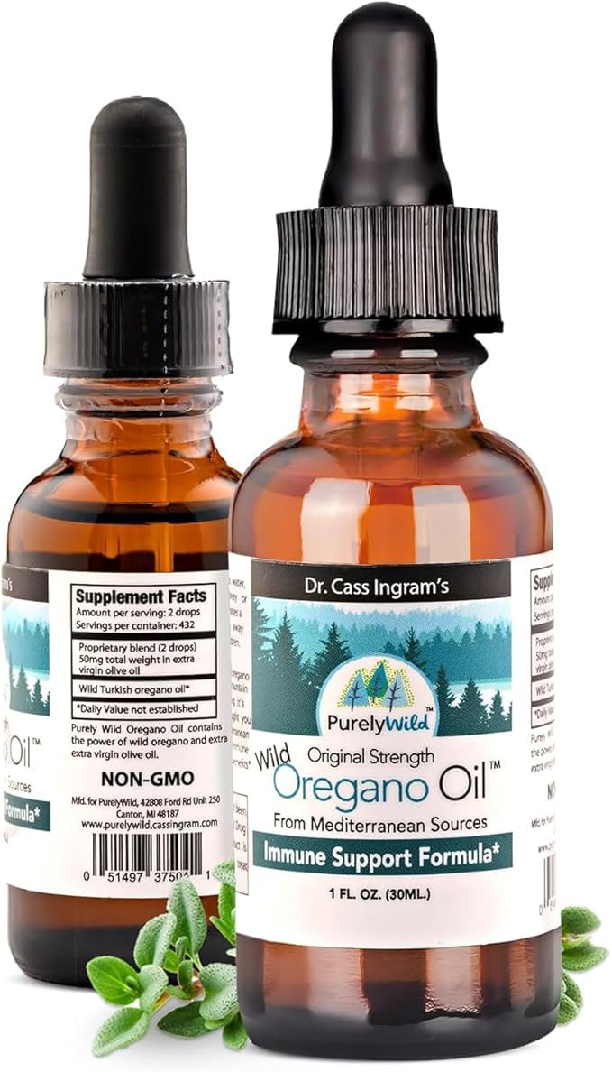 Purely Wild Oregano Oil bottle with olive oil base supports daily wellness