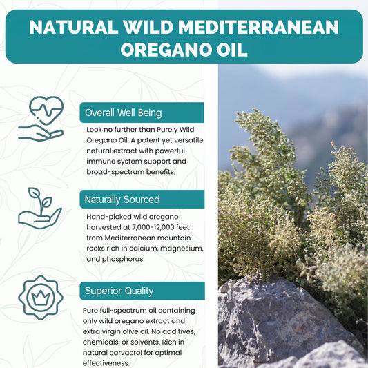 Purely Wild oregano oil gelcaps closeup shows clear capsules and potent aroma.