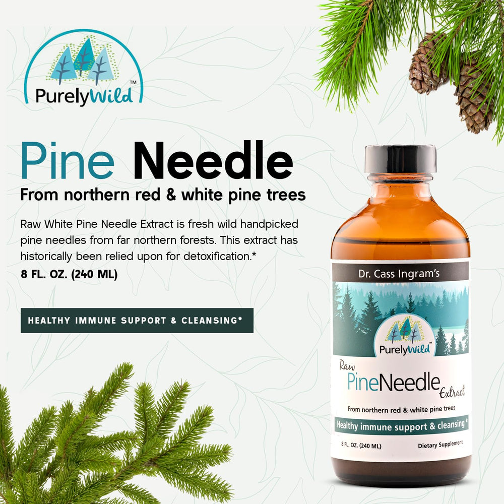 Purely Wild Pine Needle Extract pour showing measured drops for easy use