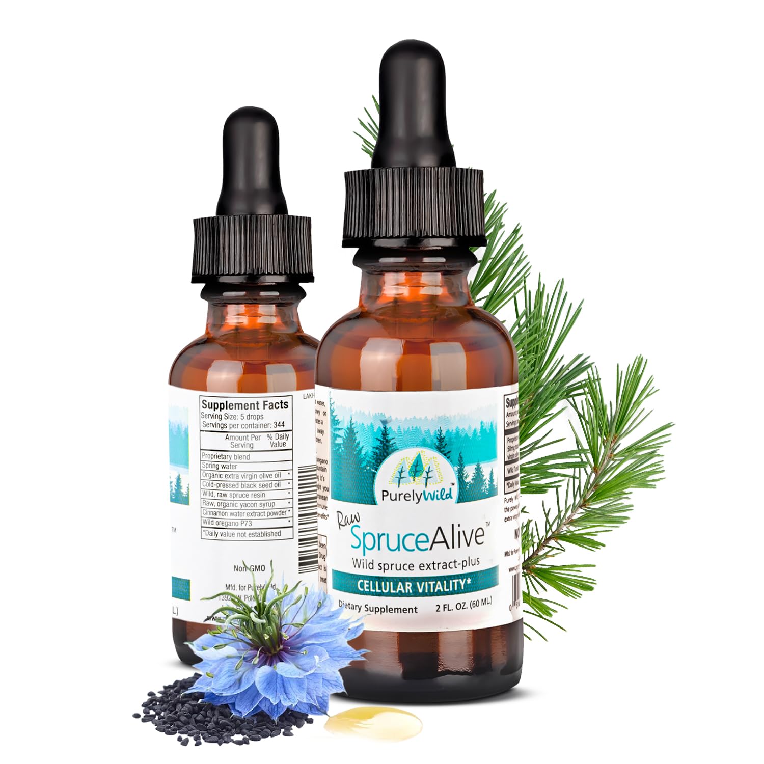PURELY WILD SpruceAlive bottle for daily forest-inspired vitality and calm.