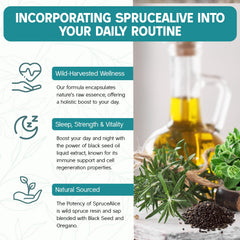 PURELY WILD SpruceAlive forest scene reflects wild-harvest origins.