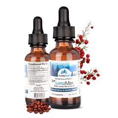 Purely Wild SumaMax bottle highlighting the wild berry formula for daily urinary support.