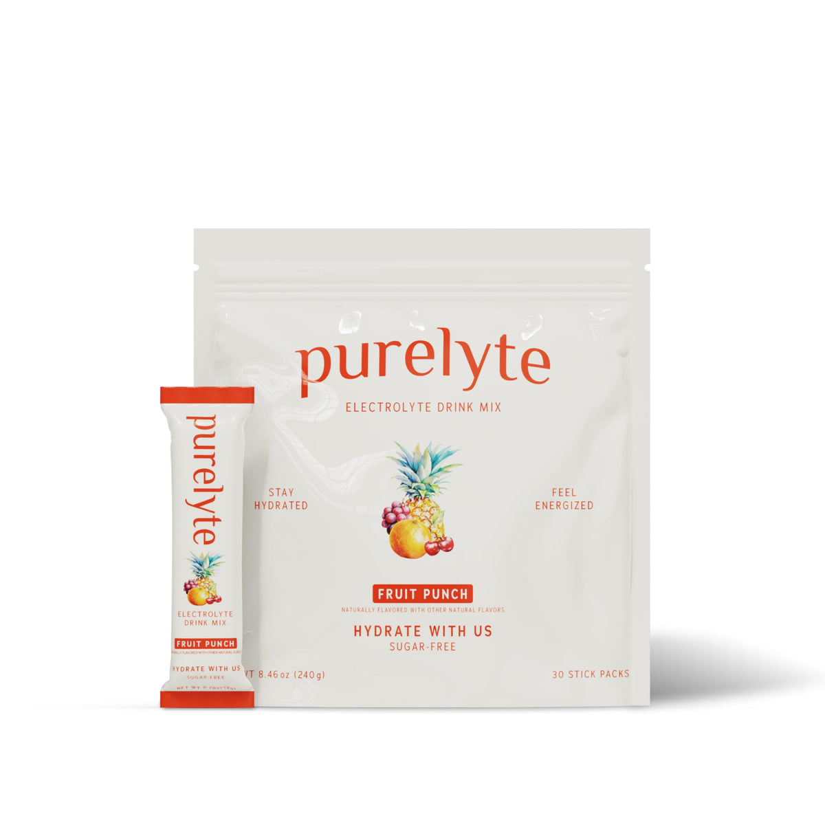 Purelyte electrolyte drink mix fruit punch stick for on-the-go hydration