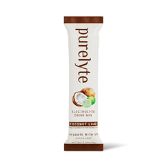 Purelyte glass with Coconut Lime drink ready to enjoy after a workout