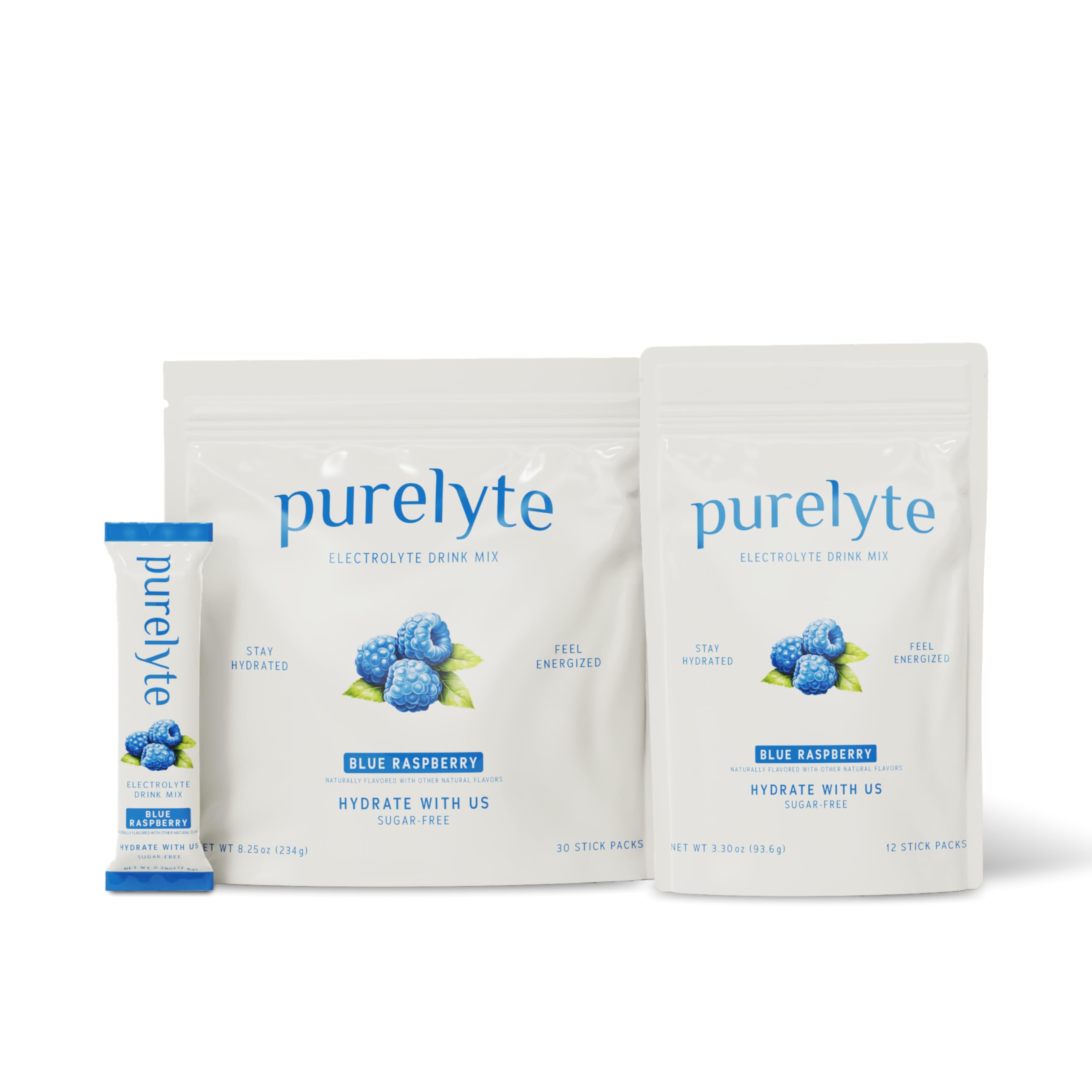 Purelyte powder scoop with packet for quick, accurate mix.