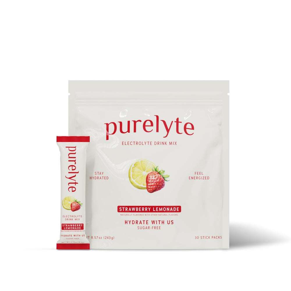 PURELYTE Strawberry Lemonade stick dissolves quickly for on-the-go hydration.