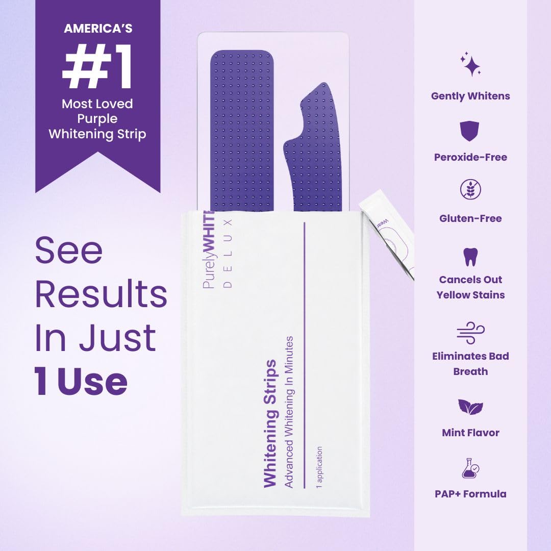 Open PurelyWHITE DELUXE purple strips tube ready for use.