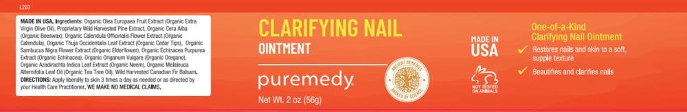 Puremedy Clarifying Nail Ointment ingredients highlight botanicals for nails
