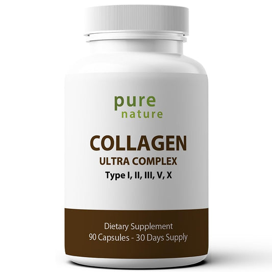 PureNature Plus Collagen Ultra bottle pour, potential hair and skin support