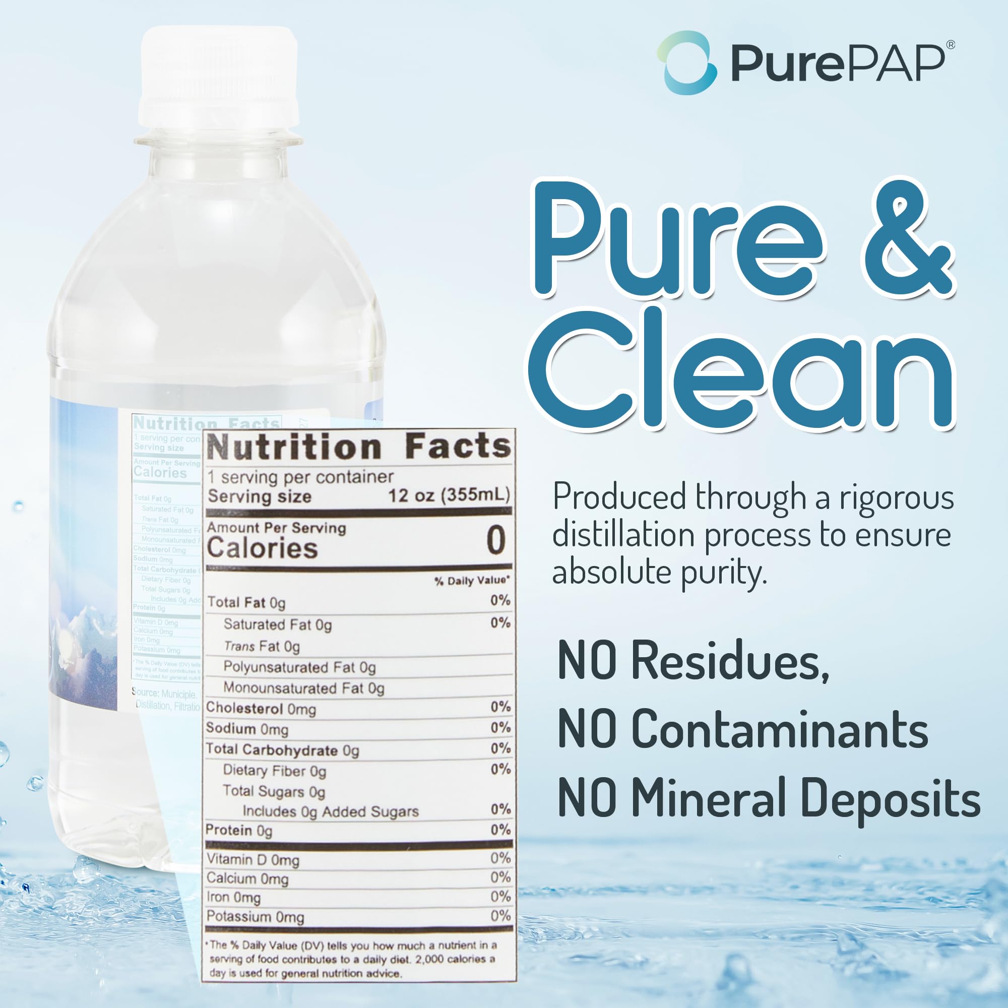 PurePAP label closeup shows purity for CPAP readiness.
