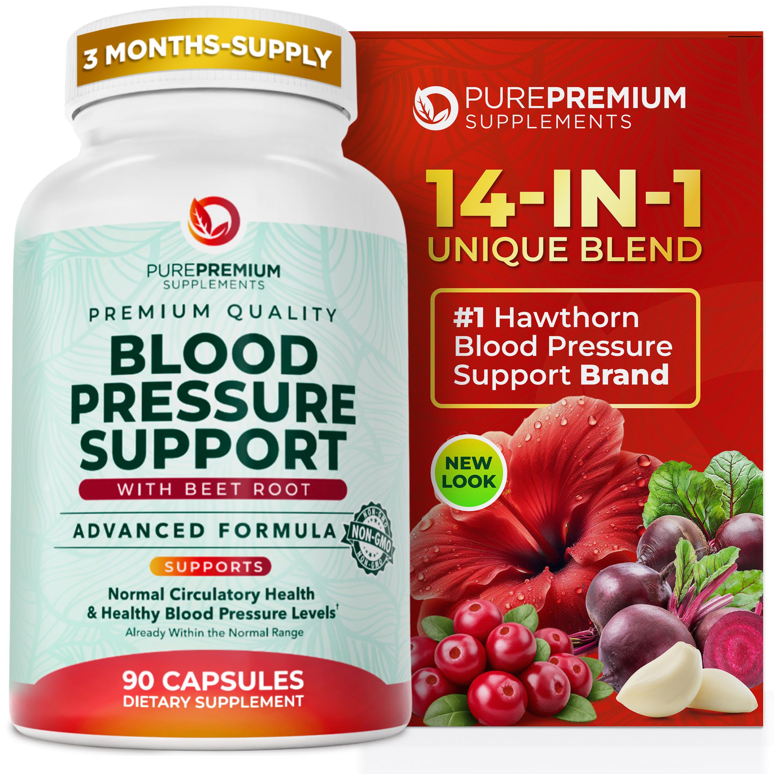 PurePremium Beet Root Capsules bottle for daily heart health support.