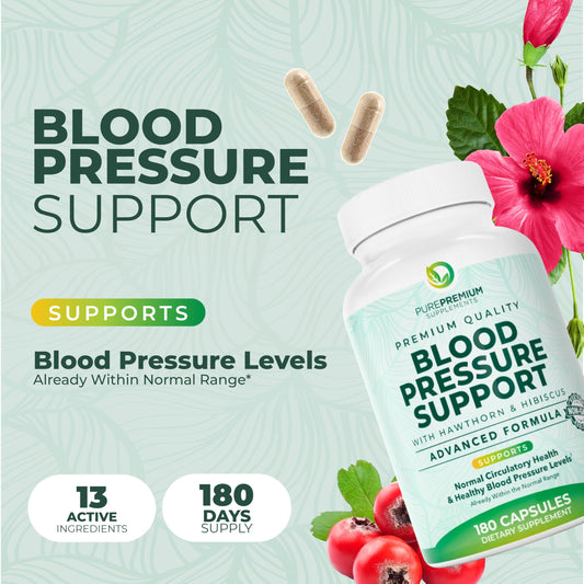 PurePremium Blood Pressure bottle label showing ingredients and safety notes