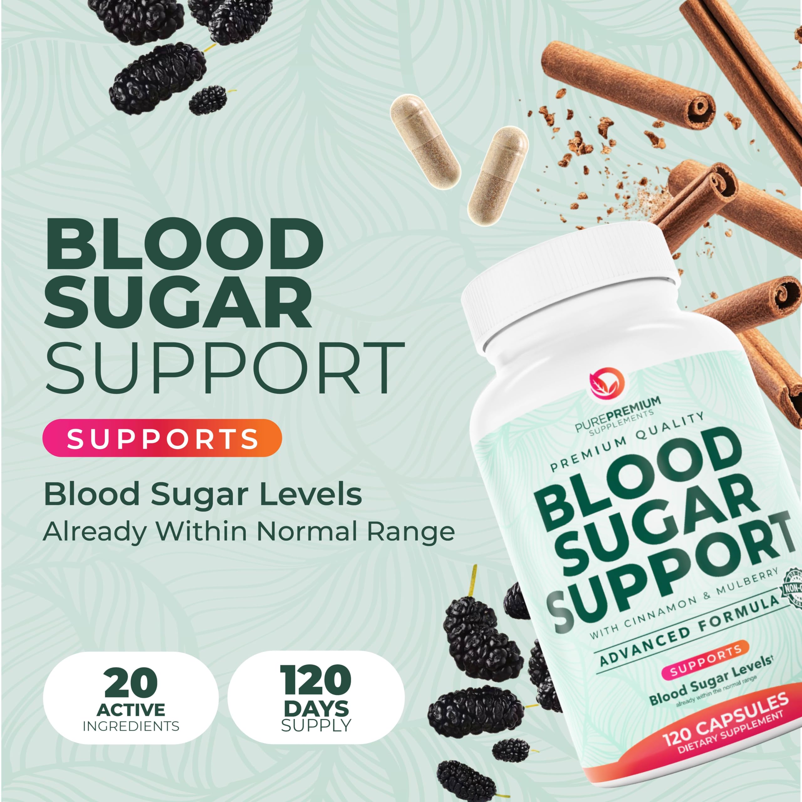 PurePremium bottle label close-up with ingredients highlighted for wellness support.