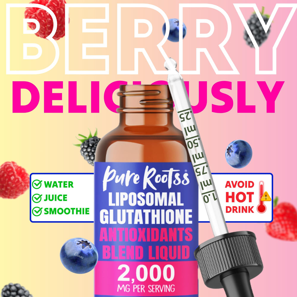 Under-tongue use of PureRootss Glutathione highlights fast absorption potential.