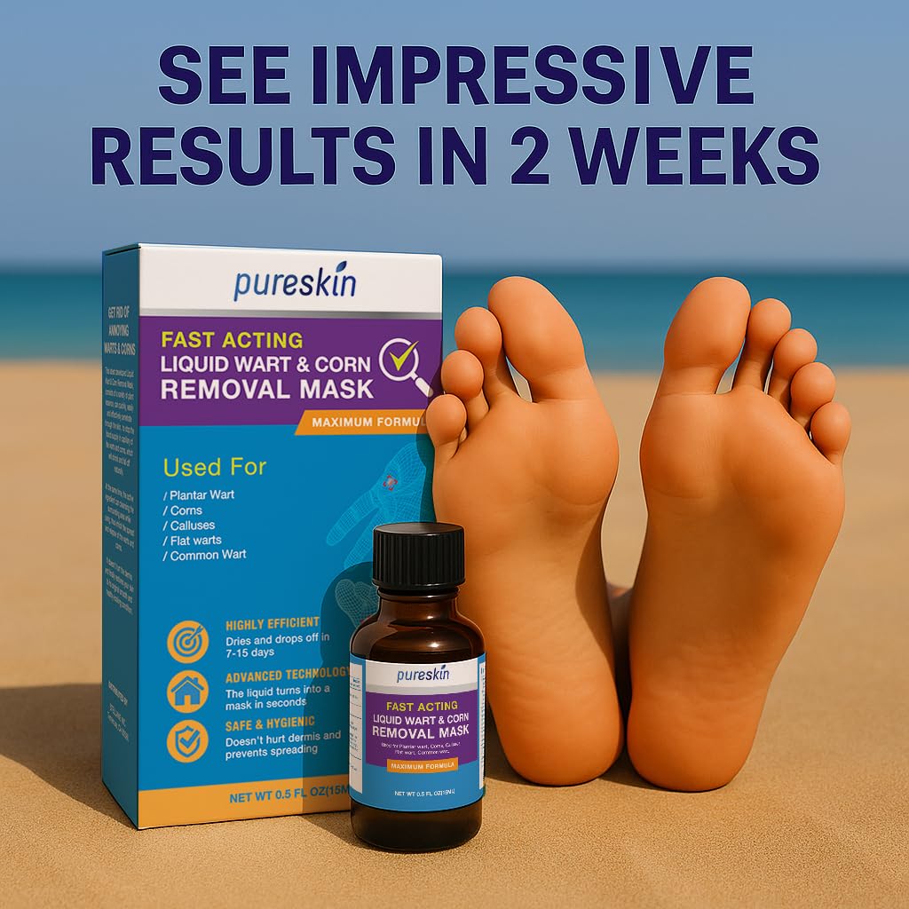 PURESKIN wart remover packaging highlighting the two‑bottle set.