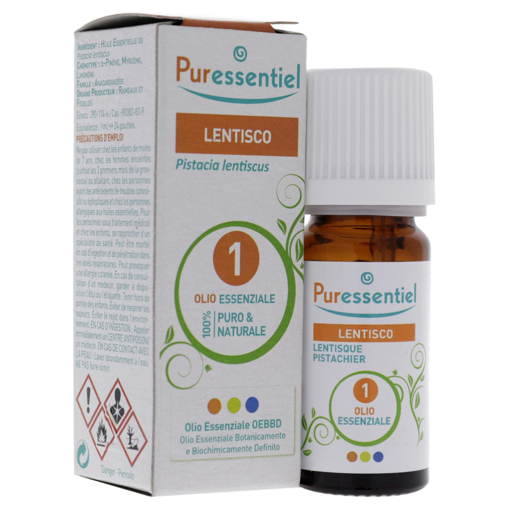 Eco-friendly Puressentiel packaging for Pistachio Tree Oil, sustainable and responsible.