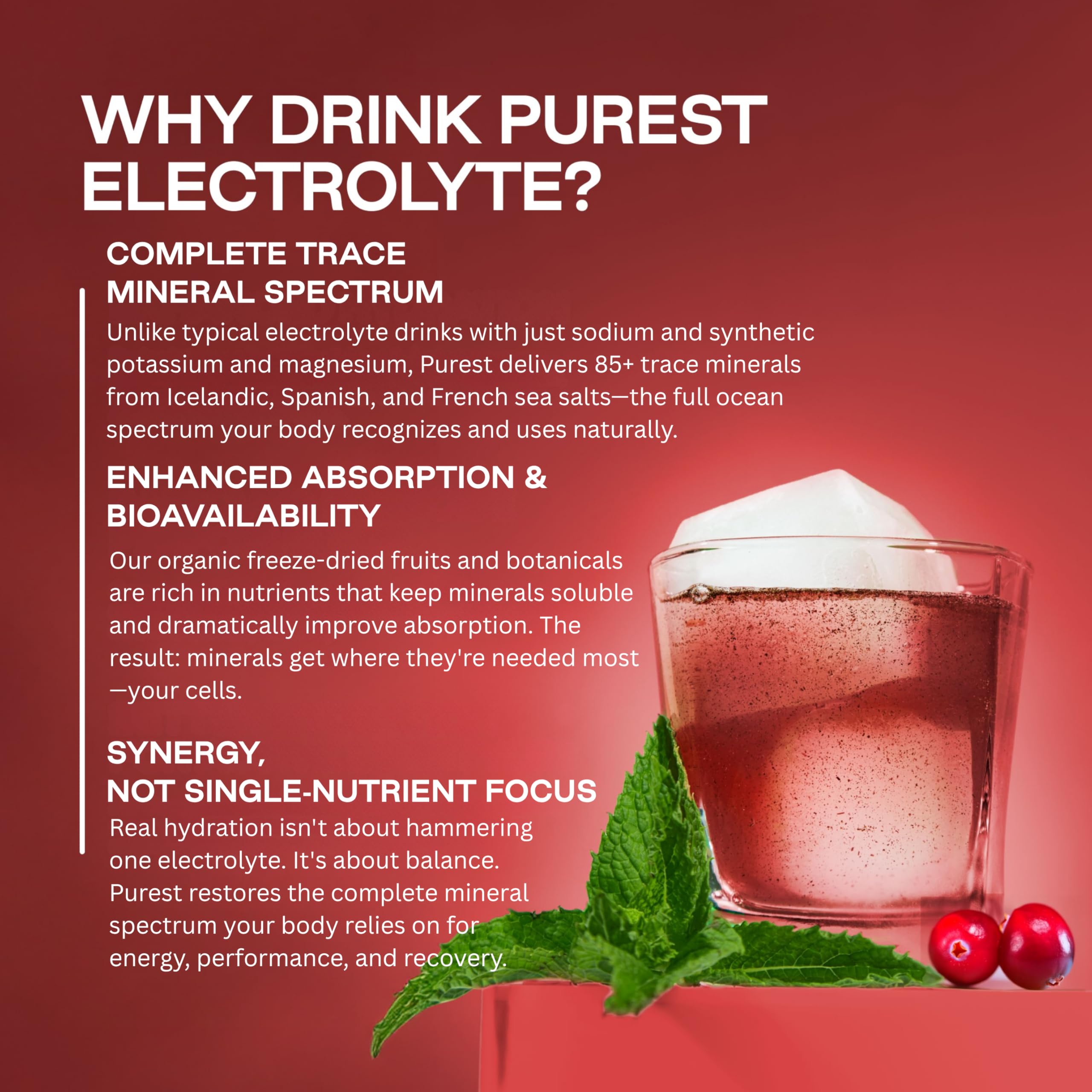 Purest Electrolyte powder dissolving in water demonstrates quick, on-the-go hydration.