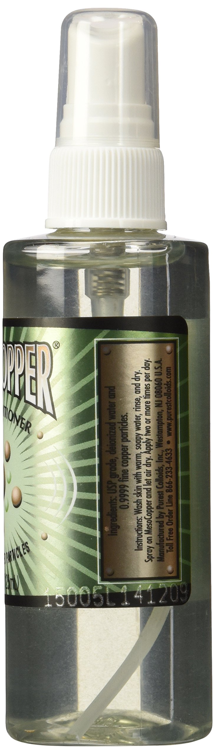 Purest Colloids MesoCopper bottle back label with usage notes for safe application