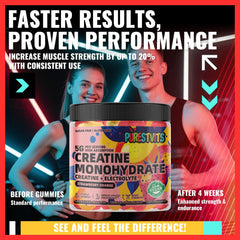 PURESTVITS gummies shown with a gym bag ready for pre-workout use.