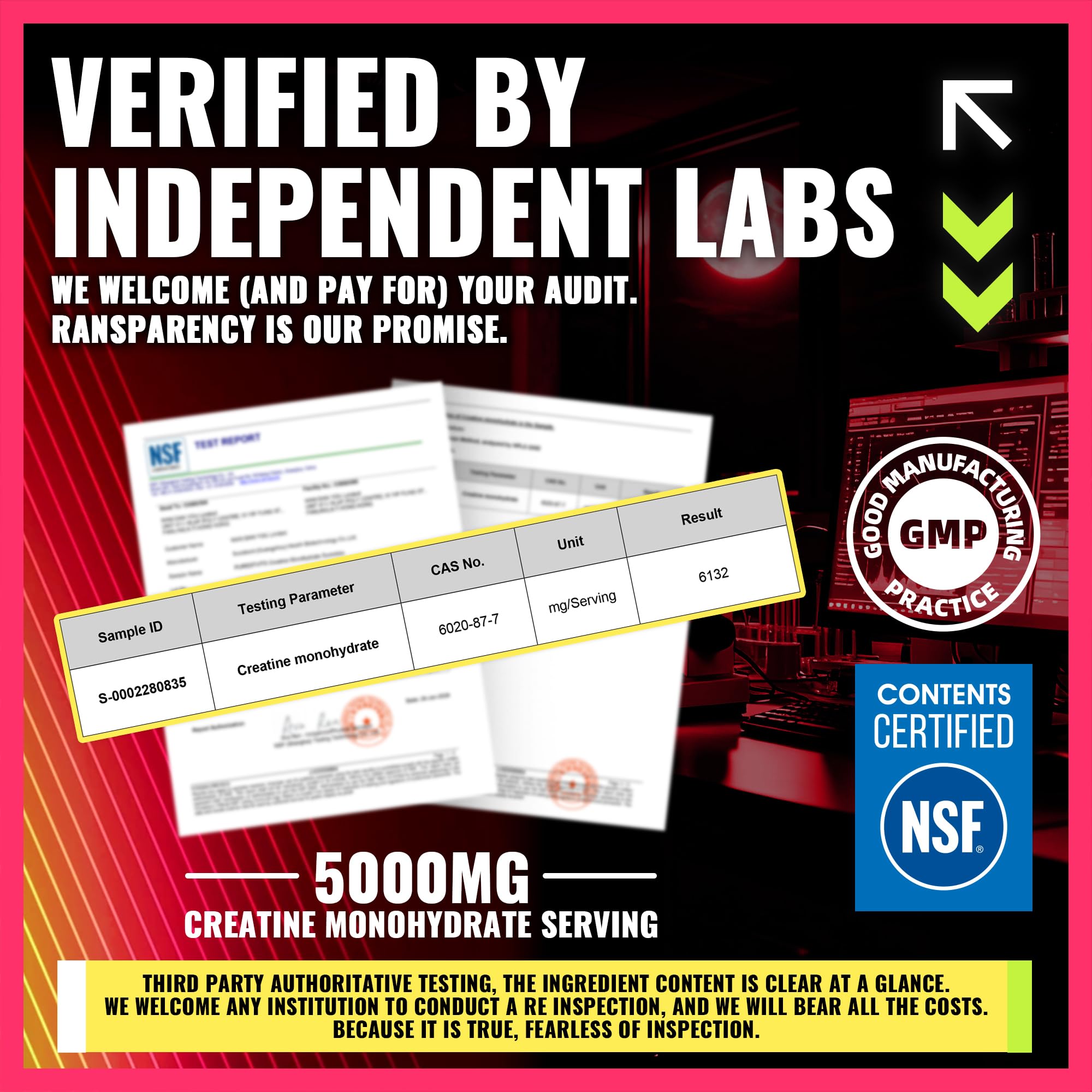 PURESTVITS creatine gummy 5g serving-size label highlights three gummies.