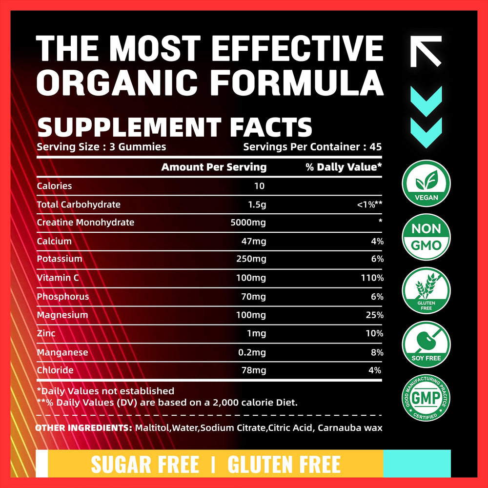 PURESTVITS creatine gummies three-per-serving for easy dosing.