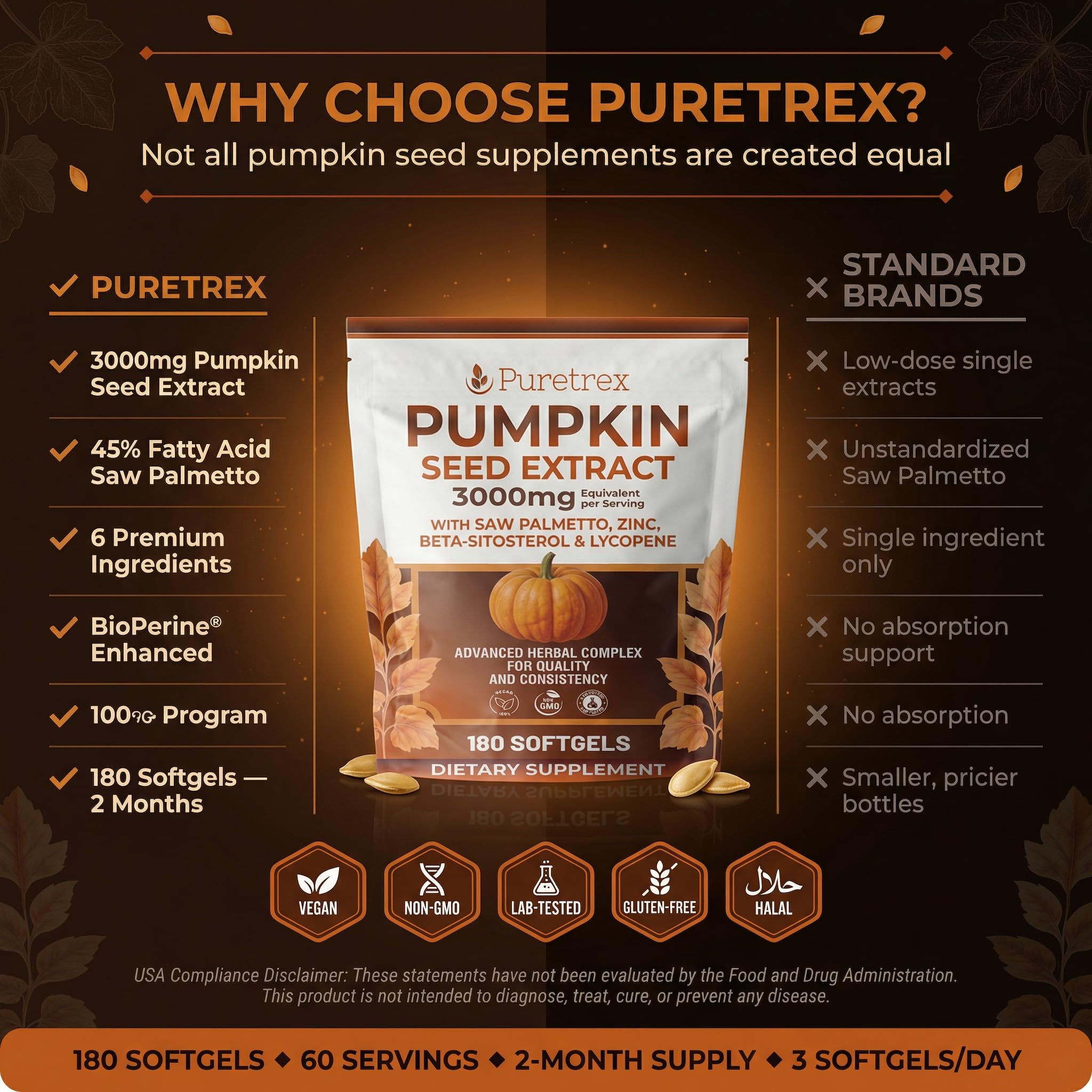 PURETREX allergen-free packaging signals GMO-free, gluten-free, dairy-free.
