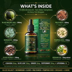 PURETREX Black Walnut and Wormwood ingredients highlight traditional cleansing blend.