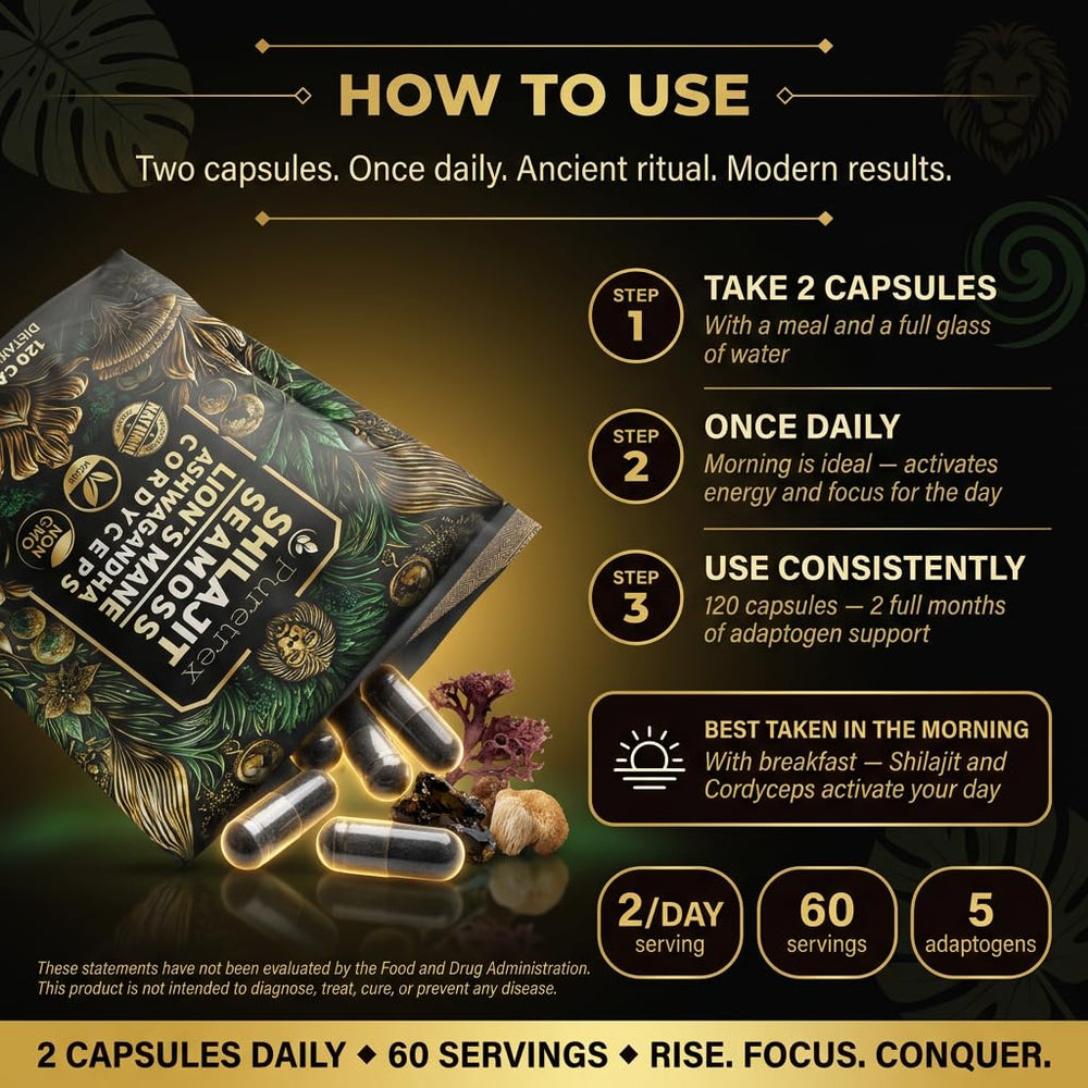 Puretrex capsules in morning routine setup highlighting energy benefits.