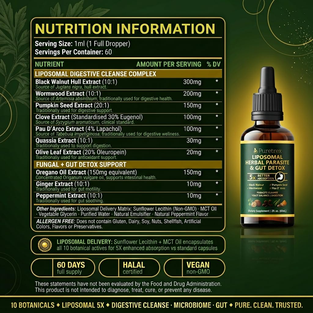 PURETREX natural herbs blend showcases potent, plant-based cleansing.