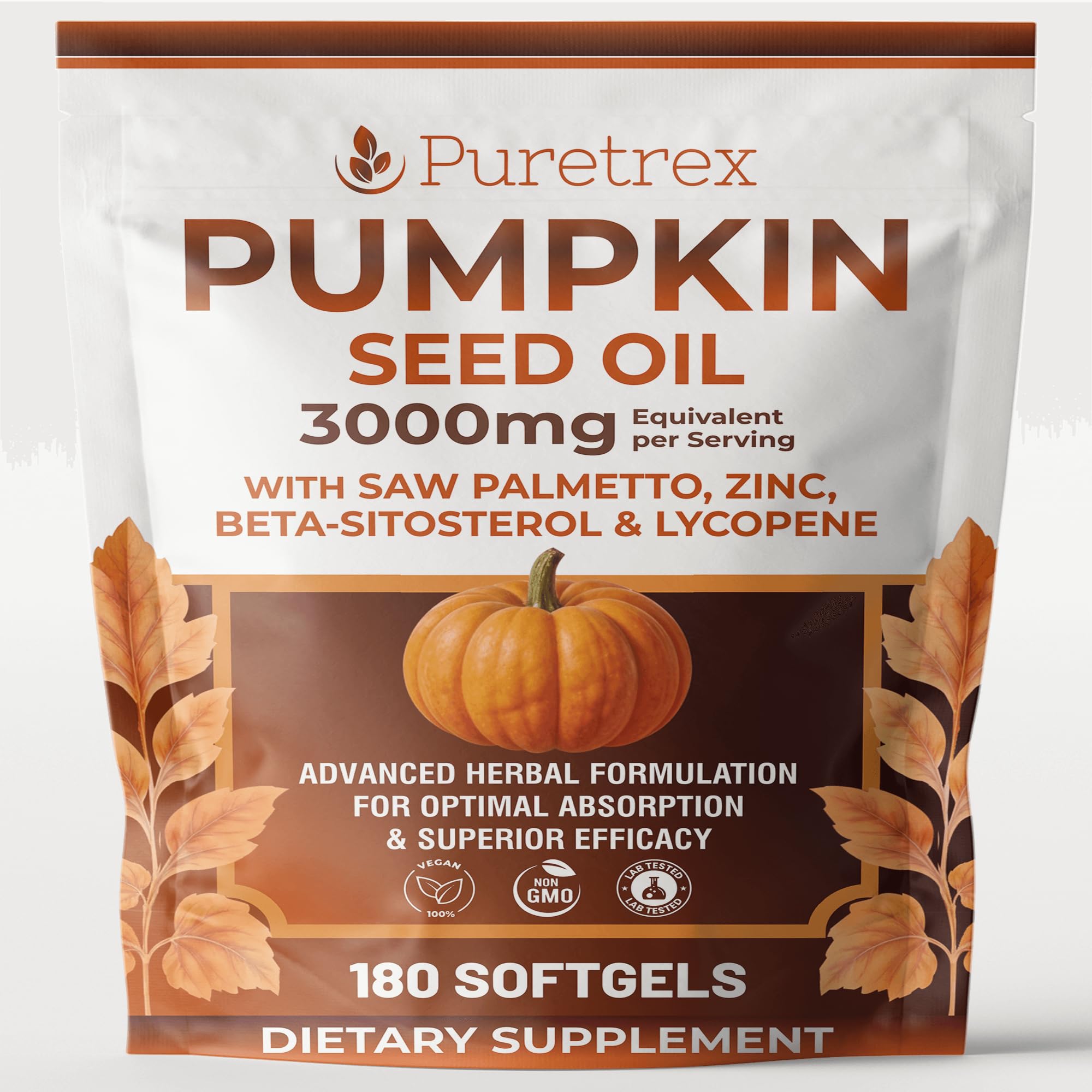 PURETREX Pumpkin Seed Oil Complex bottle showing high-strength daily support.