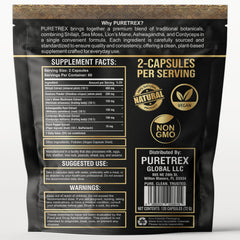 Puretrex Shilajit-Seamoss capsules being poured for a convenient daily boost.