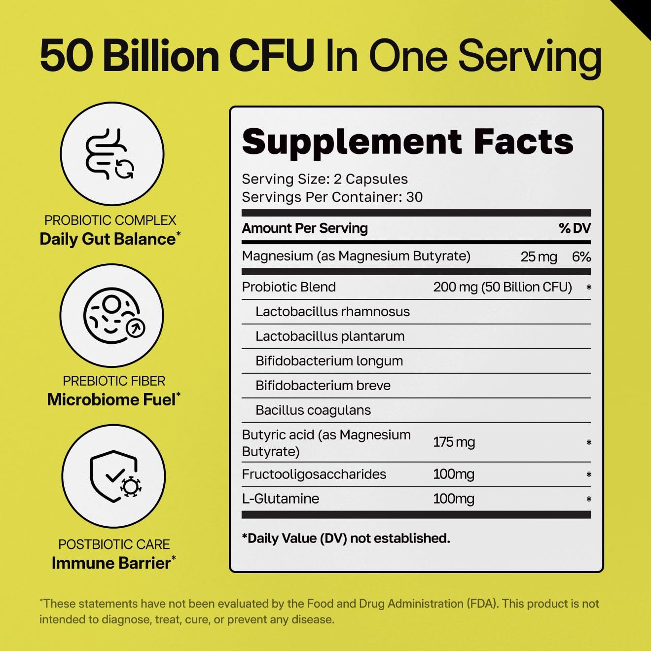 Purewell Sciences Psychobiotics label closeup emphasizes key usage guidance