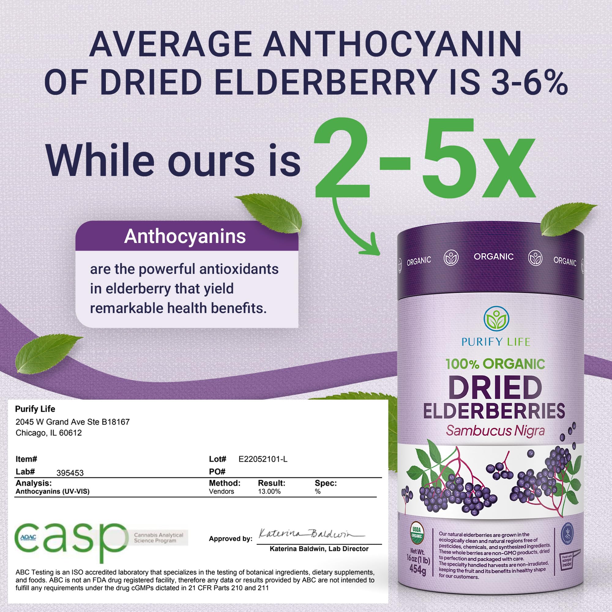 Purify Life BPA-free scoop included with elderberries for precise measuring