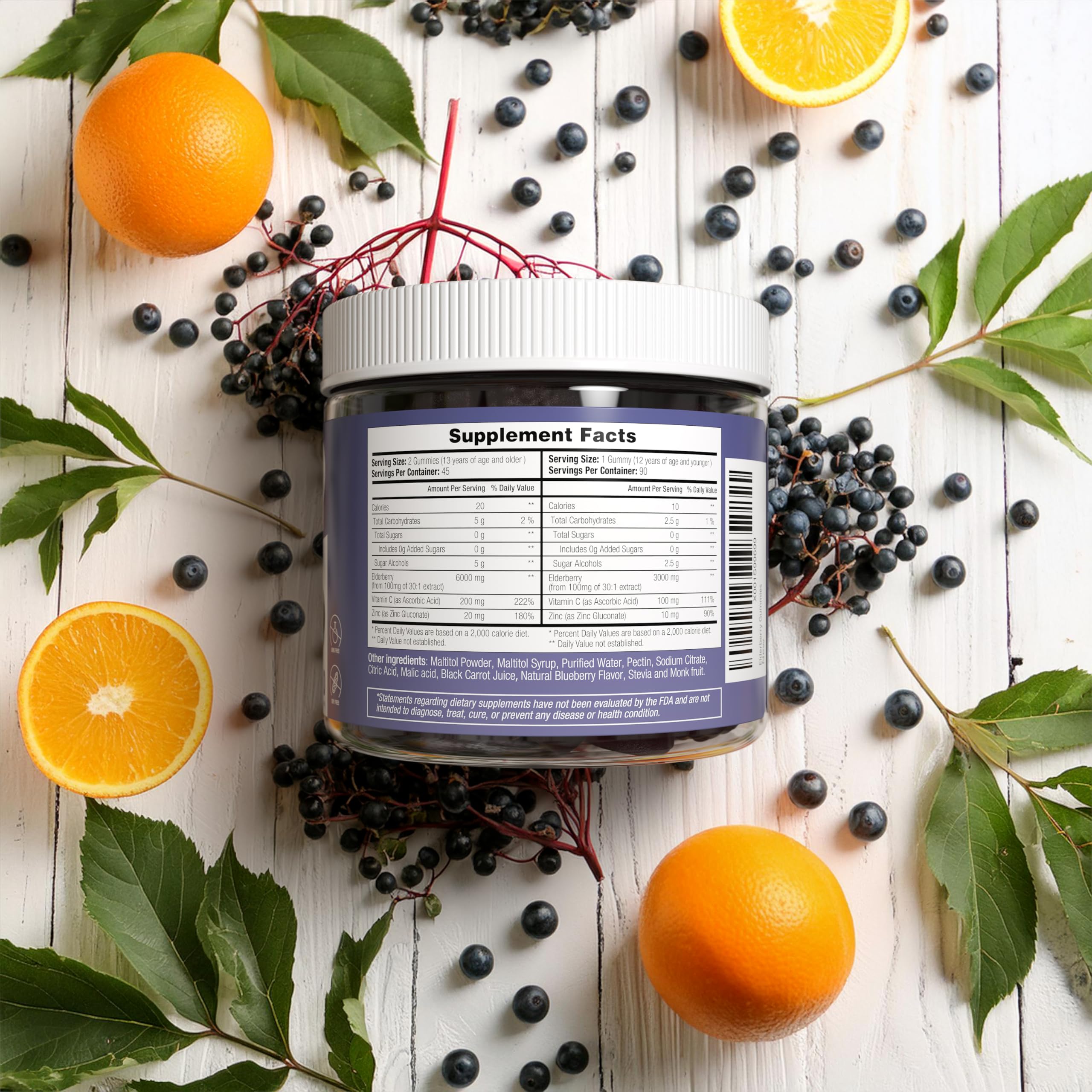 Purify Life made-in-USA elderberry gummies, label and clear safe-for-all-ages messaging.