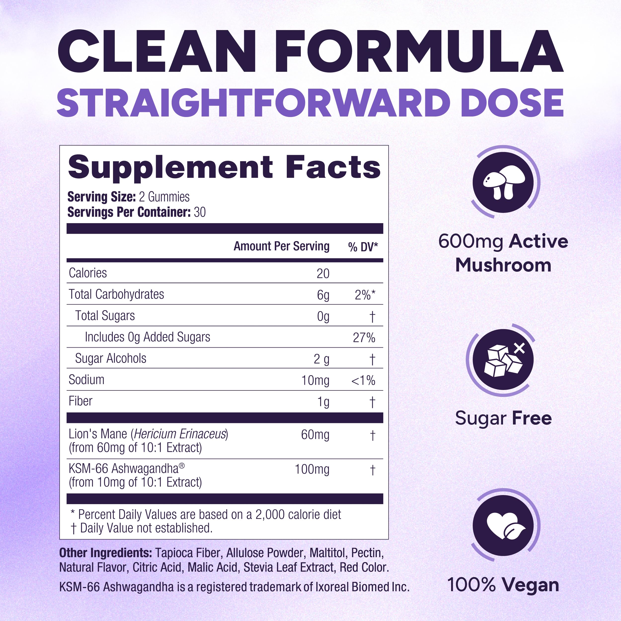 Purify Life Lions Mane gummies berry chew closeup highlights flavor and chewable focus